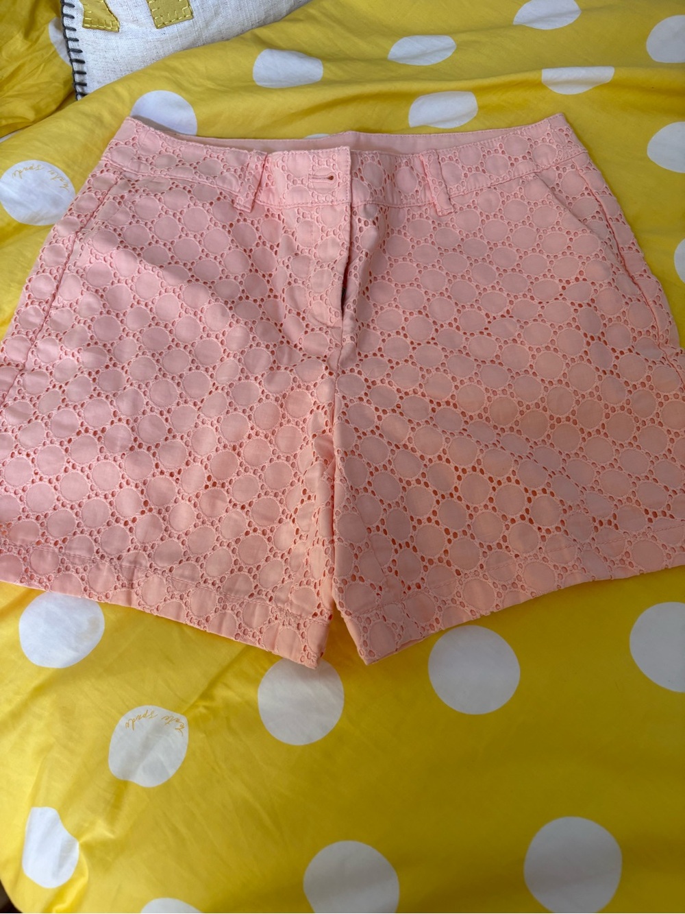 LOFT Peach Eyelet High-Waist Shorts